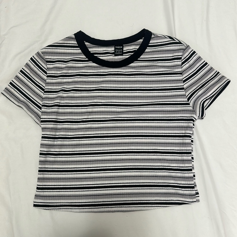 3/$10 NWOT black and white stripe baby tee medium